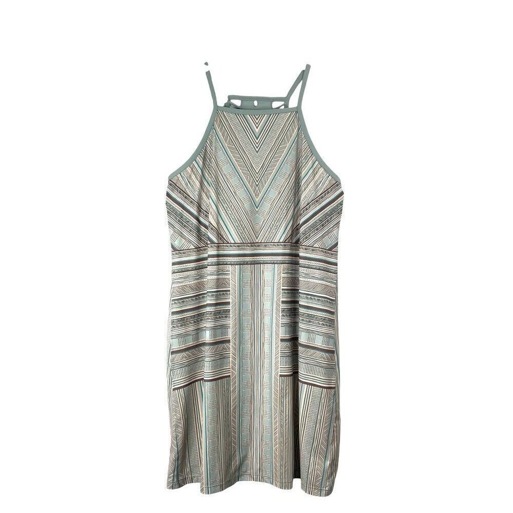 prAna Ardor geometric print strapy athletic Dress Size XL neutral sage green‎